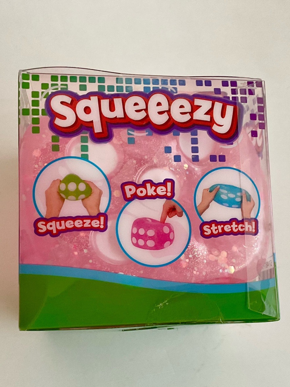 NEW Sunny Days Jumbo Squeezy Sparkle Glitter Dice Pink